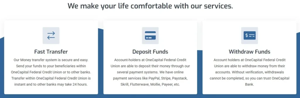 OneCapital Federal Credit Union 1 screen