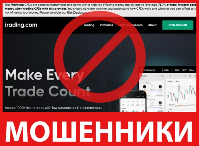 Trading.com лицевая сторона скрин