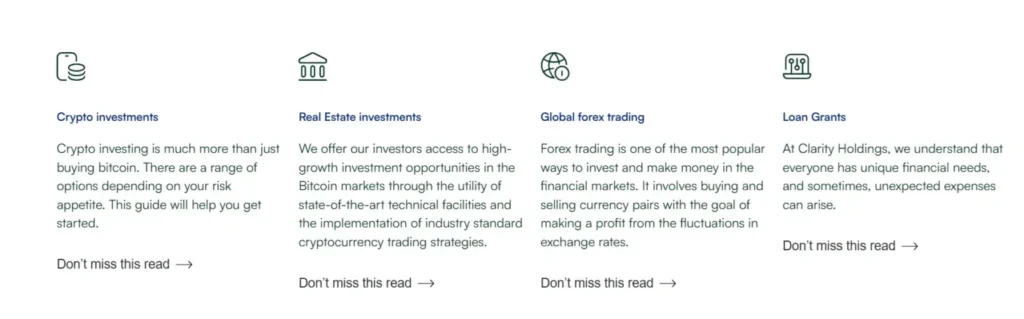 Clarity Holdings 1 скрин