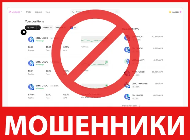 Uniswap Pool 4 Org лицевая сторона скрин