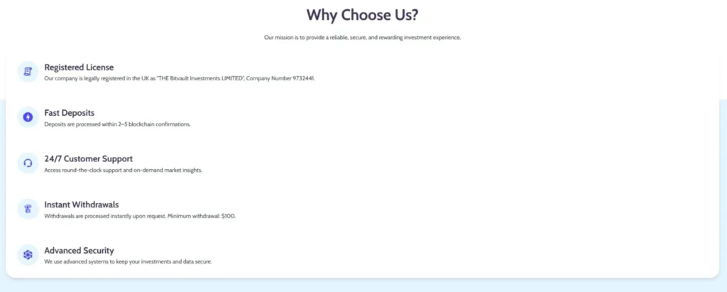 Bitvault Investments 1 скрин