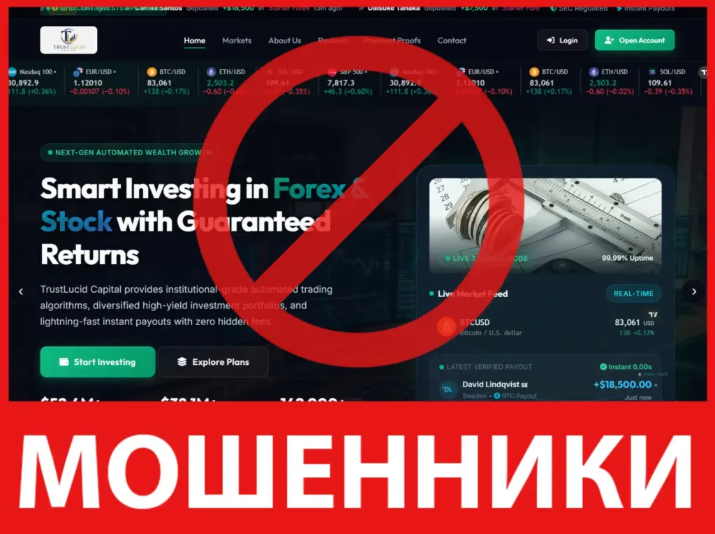 TrustLucid Capital лицевая сторона скрин